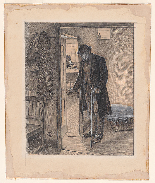 "A man of strife in wrathful mood, he neared the nurse's door." Study for "Strife and Peace"