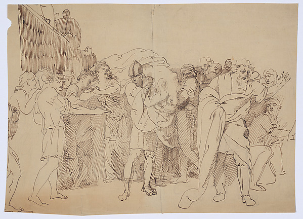 Classical Subject (Lucretia's Dead Body is Carried by her Husband, Lead by her Mourning Father)
