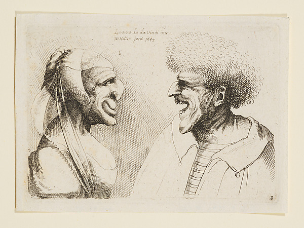 Two Deformed Heads Facing Inwards