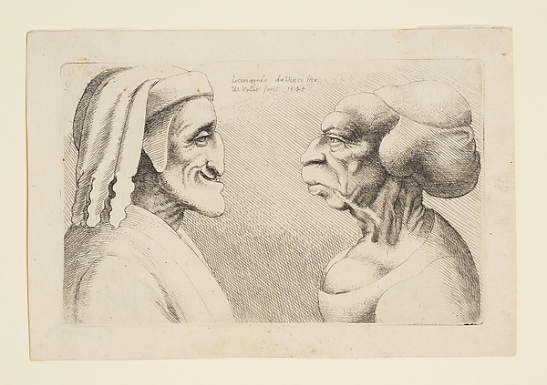 Two Deformed Heads Facing Inwards