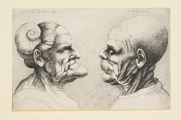 Two Deformed Heads Facing Inwards