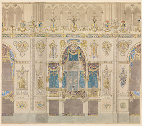 Elevation of Reims Cathedral with the Royal Box for the Coronation of Louis XVIII