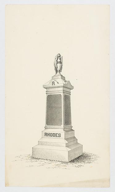 Grave Monument with Vase, for "Rhodes" (recto); Scaffolding and pulley systems (verso) by Alexander Maxwell, The Metropolitan Museum of Art