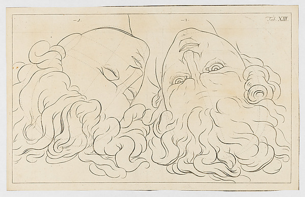 Two male heads from a drawing book
