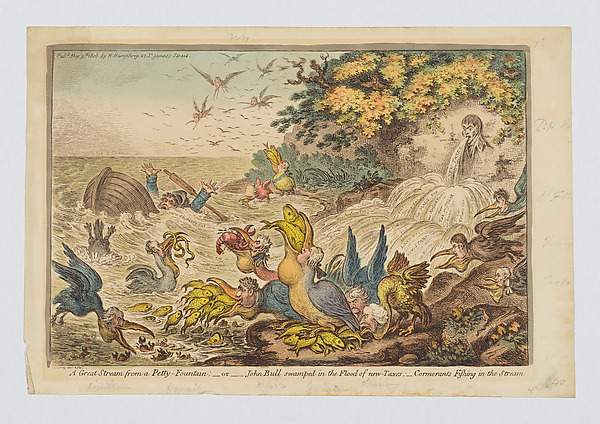 A Great Stream from a Petty Fountain; or John Bull swamped in a Flood of Taxes
