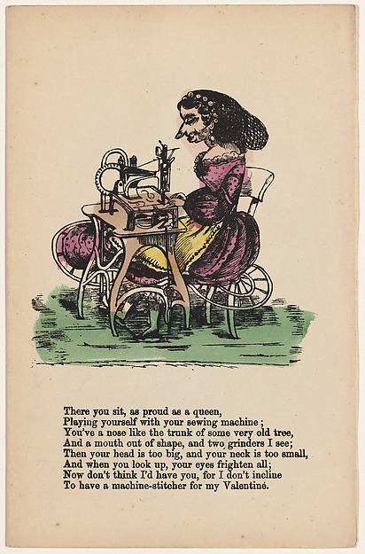 Comic Valentine (woman at sewing machine) by Anonymous, The Metropolitan Museum of Art