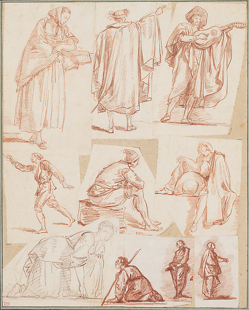 Figure studies mounted on an album page
