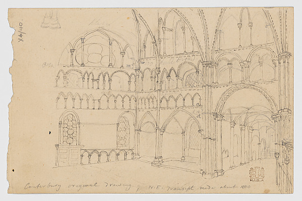 Northeast Transept of Canterbury Cathedral (recto); Architectural Details (verso)