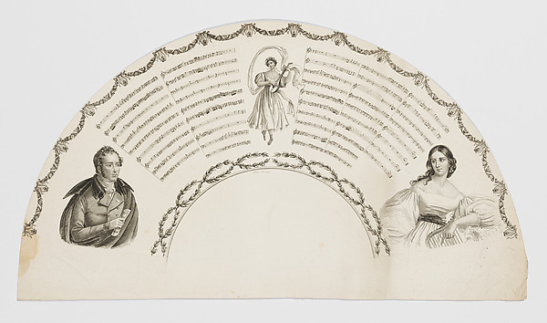 Fan leaf with music and a male and female half figure by F. X. Willaeys-Delaire, The Metropolitan Museum of Art