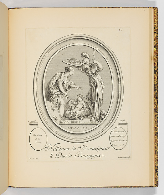Naissance de Monsieur le Duc de Bourgogne (The Birth of Monsieur le Duc de Bourgogne), from Suite d'estampes gravées par madame la marquise de Pompadour d'après les pierres gravées de Guay, graveur du Roi by Madame la Marquise de Pompadour, The Metropolitan Museum of Art