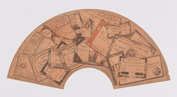 Fan leaf with assignats from the First French Republic by Anonymous, French, 18th century, The Metropolitan Museum of Art