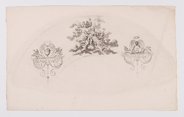 Fan leaf depicting the Apotheosis of Frederick II of Prussia met by Jupiter, Mars, and Apollo