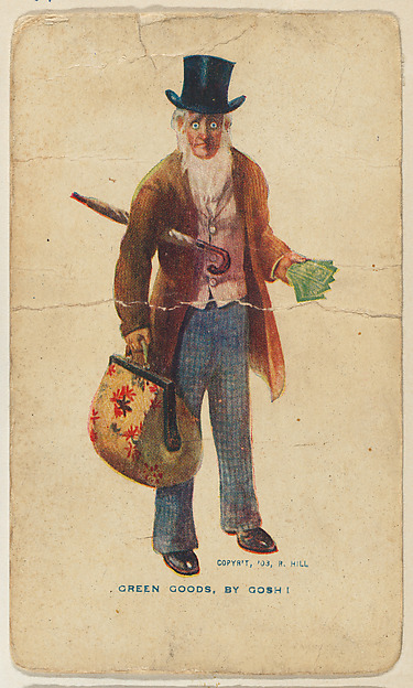 Green Goods, by Gosh!, from the "Girls and Men in Costume" series (T65), issued with Golden Eagle Cigars by I. Lewis & Co. by I. Lewis & Co., Newark, New Jersey, The Metropolitan Museum of Art