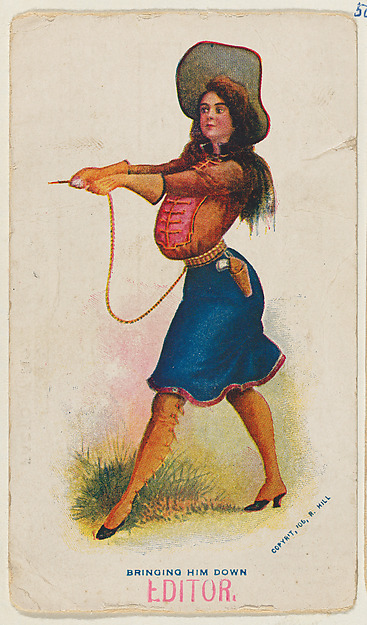 Bringing him down, from the "Girls and Men in Costume" series (T65), issued with Golden Eagle Cigars by I. Lewis & Co. by I. Lewis & Co., Newark, New Jersey, The Metropolitan Museum of Art