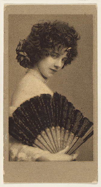 Portrait of a woman holding a fan, from the "Girls" series (T66), issued with Hunter Dog Cigarros by S. Monday & Sons by S. Monday & Sons, Brooklyn, New York, The Metropolitan Museum of Art