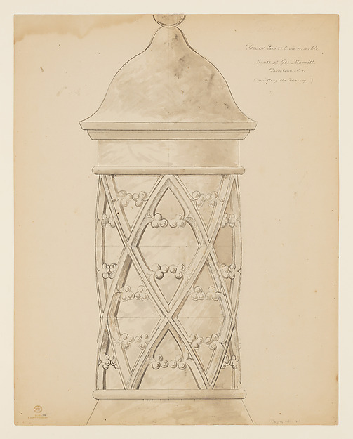 Elevation of a Marble Tower Turret at Lyndhurst for George Merritt, Tarrytown, New York by Alexander Jackson Davis, The Metropolitan Museum of Art