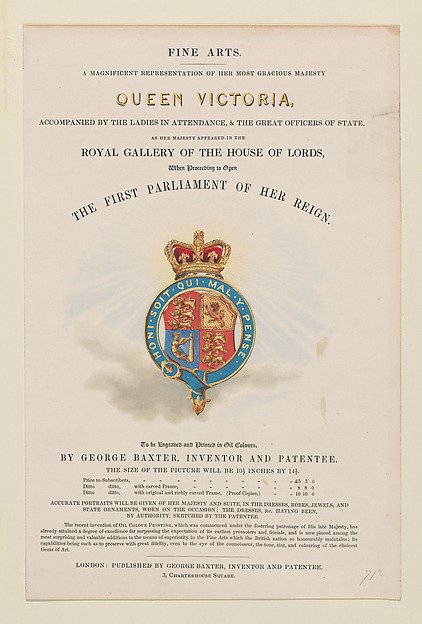 Prospectus for Queen Victoria Opening Parliament