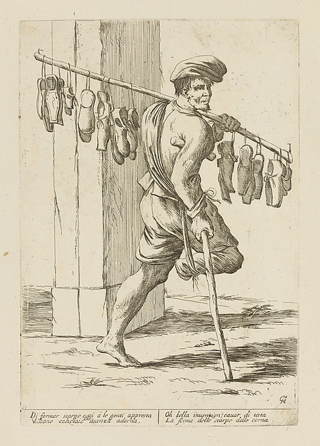Vendor of Shoes, plate 15 from "Di Bologna l'Arti per via D'An.ibal' Ca.rac" by Giuseppe Maria Mitelli, The Metropolitan Museum of Art