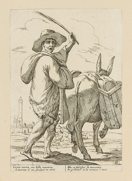 Man Driving a Donkey Laden with Pots, from Di Bologna l'Arti per via D'An.ibal' Ca.rac, plate 31