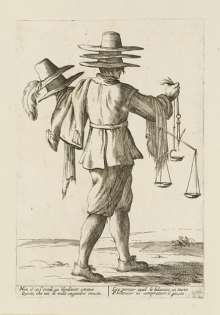 Hat Vendor, from Di Bologna l'Arti per via D'An.ibal' Ca.rac, plate 33 by Giuseppe Maria Mitelli, The Metropolitan Museum of Art