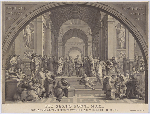 The School of Athens, after the fresco by Raphael in the Stanza della Segnatura