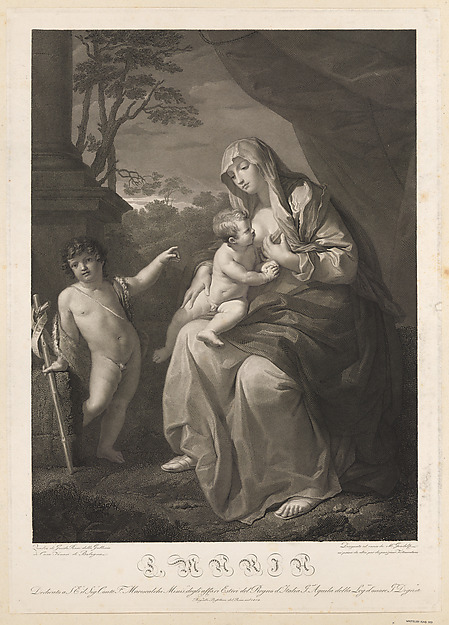 The Virgin suckling the infant Christ, the young Saint John the Baptist standing at left, after Reni