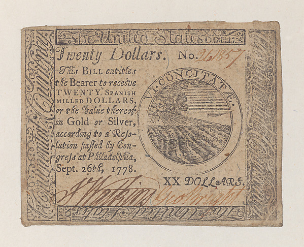 United States Continental Currency – Twenty Dollars