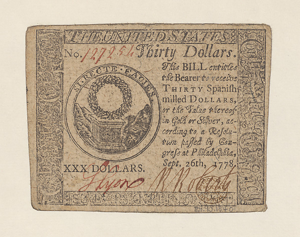 United States Continental Currency – Thirty Dollars