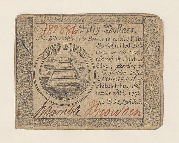 United States Continental Currency – Fifty Dollars