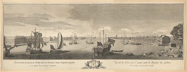 Vue de la Neva vers l'orient entre le chantier des Galeres et la 13me ligne de Wassili ostroff