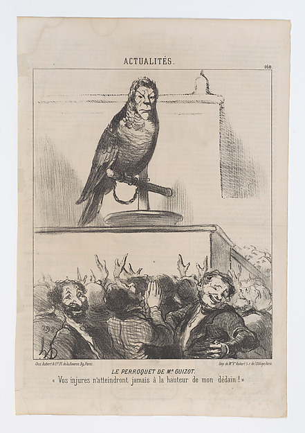 The Parrot of Mr. Guizot, from 'News of the day,' published in Le Charivari, July 3, 1851