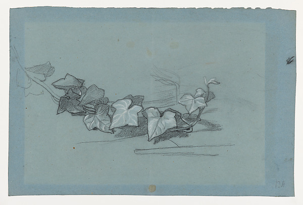 Branch of ivy (recto); Study of an urn for "Damocles" (verso) by Thomas Couture, The Metropolitan Museum of Art