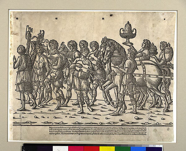 Soldiers, musicians and horses from, 'The Triumph of Caesar'
