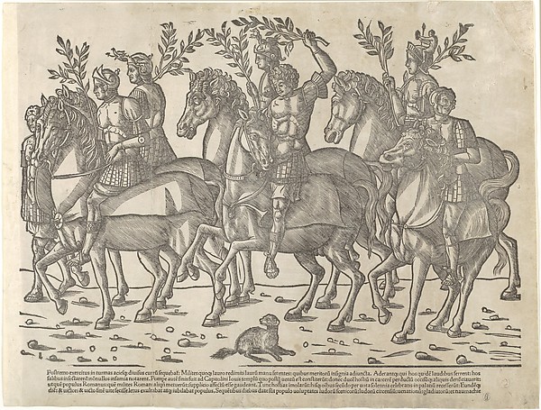 Figures on horseback, from 'The Triumph of Caesar'