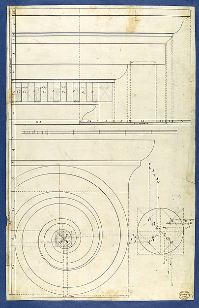 Rule for Drawing the Spiral Lines of the Volute of the Ionic Order, in Chippendale Drawings, Vol. I