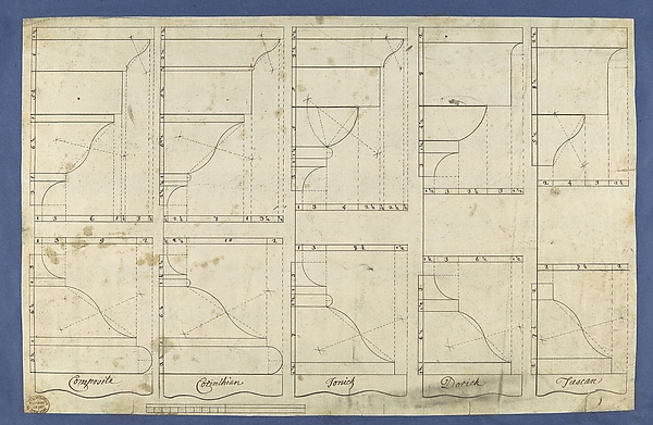 Bases and Caps of the Pedestals of Each Order, in Chippendale Drawings, Vol. I