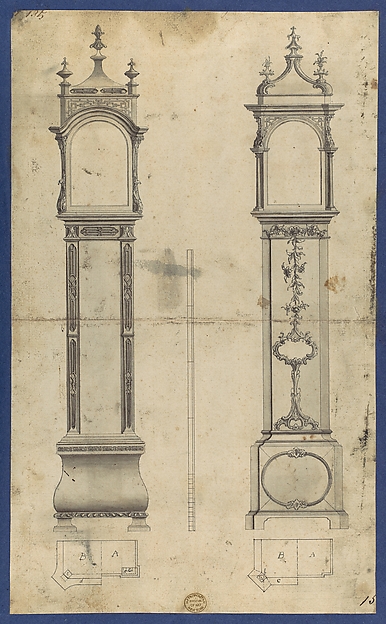 Clock Cases, in Chippendale Drawings, Vol. I