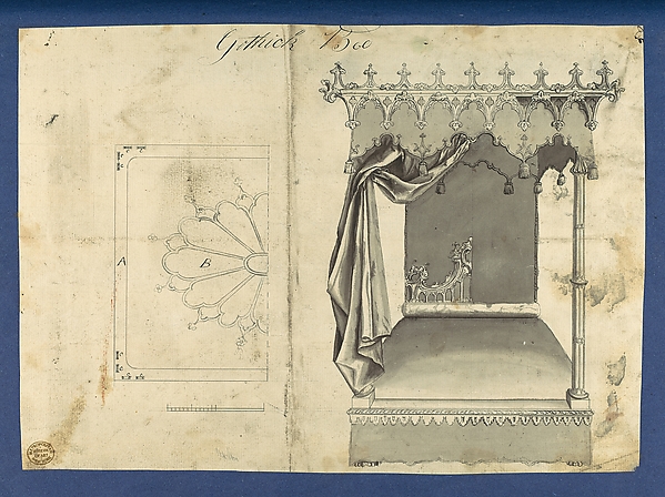 Gothick [Gothic] Bed, in Chippendale Drawings, Vol. I by Thomas Chippendale, The Metropolitan Museum of Art