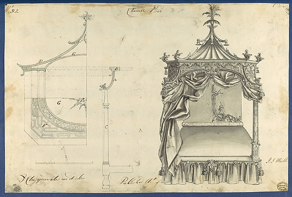 Chinese Bed, in Chippendale Drawings, Vol. I