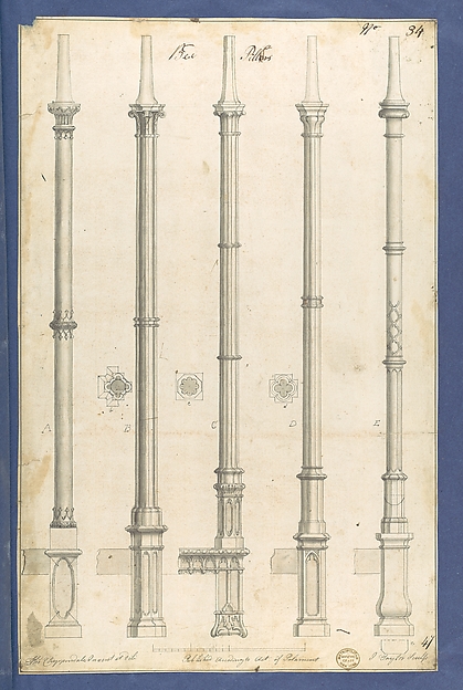 Bed Pillars, in Chippendale Drawings, Vol. I