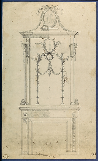 Design for a Chimneypiece with the a Monogram formed of the Initials 'TC', in Chippendale Drawings, Vol. I