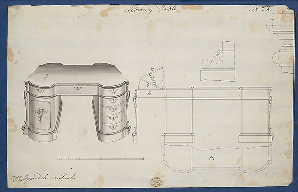 Library Table, from Chippendale Drawings, Vol. II