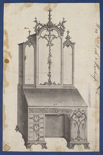 Desk and Bookcase, from Chippendale Drawings, Vol. II