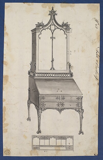 Desk and Bookcase, from Chippendale Drawings, Vol. II