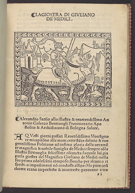 La Giostra di Giuliano de Medici... by Angelo Poliziano, The Metropolitan Museum of Art