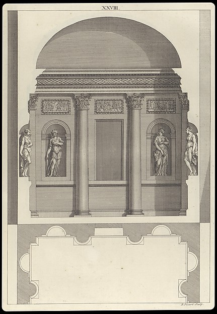 Design for a Corinthian Hall, in The Architecture of A. Palladio in Four Books containing a Short Treatise on the Five Orders (L'Architecture de A. Palladio en quatre livres... / Il quattro libri dell'architettura) (Volume 1, book 2, plate 28) by Andrea Palladio, The Metropolitan Museum of Art