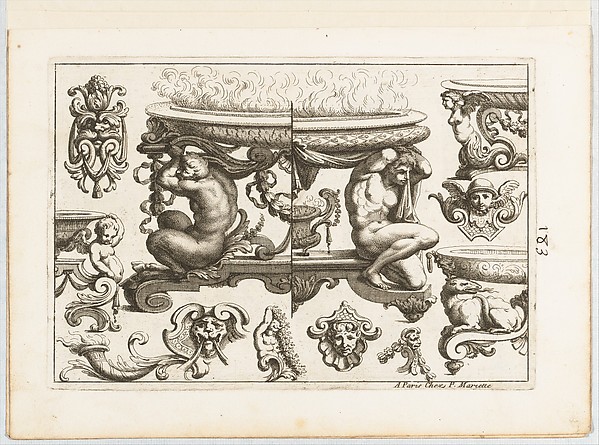 Plate 3, from "Desseins de Brasiers dont les Ornements peuuent Seruir aux Cuuettes, Tables, et autres Ouurages d'Orfeurerie"