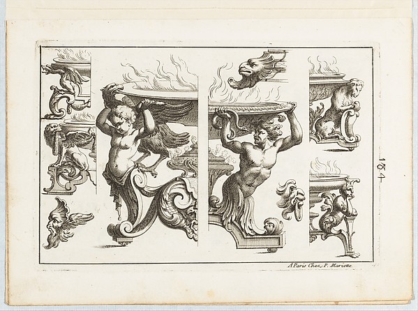 Plate 4, from "Desseins de Brasiers dont les Ornements peuuent Seruir aux Cuuettes, Tables, et autres Ouurages d'Orfeurerie"