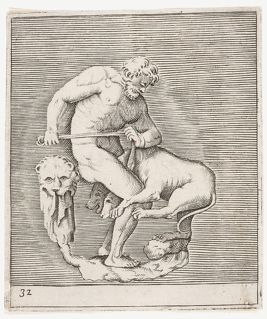 Hercules and Cerberus, from "Ex Antiquis Cameorum et Gemmae Delineata"