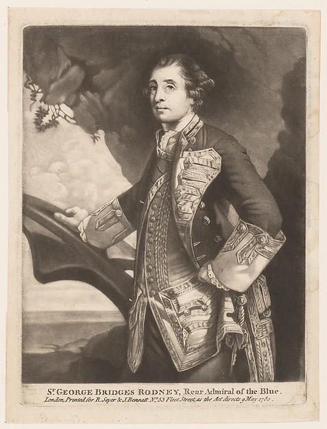 Sr. George Bridges Rodney, Rear Admiral of the Blue